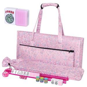 티아수잔 아메리칸 마작 게임 세트 166개의 핑크 분홍색 타일 백 전체 악세사리 4개의 올인원 랙/푸셔