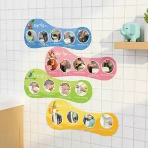 루미루미 미니 화장실순서 안내판 4종세트 유치원 환경구성 표지판 소변기 좌변기 손씻기 교육