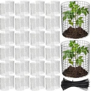 테르웬 48피스 와이어 식물 보호제 14인치 다이아 x H 금속 케이지 50개의 말뚝과 200개의 지퍼 타이 토끼 닭 오리로부터 채소 꽃 보호
