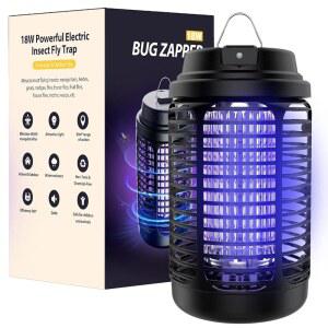 버그 재퍼 야외 황혼에서 새벽까지의 빛 센서가 있는 모기 실내 4000V 전기 플라이 방수 퇴치기 집 파티오 주방 정원용 트랩 - 9.8피트 길이 케이블