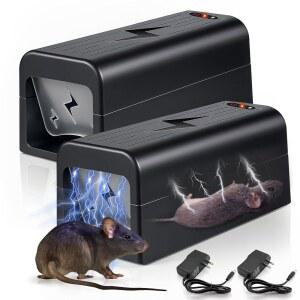 업그레이드된 전기 마우스 트랩 재퍼 고전압 가정용 노터치 쥐 실내 다락방 아파트 차고용 재사용가능 전자 설치류 트랩(2팩)