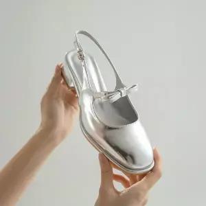 [소보제화]로즈 리본 메리제인 로우힐 슬링백 3cm