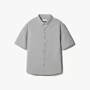 [롯데백화점]에스티코 스트라이프 강연 스판 그레이 반팔 셔츠(클래식핏)DDSXB04