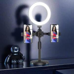 조광 가능한 링 라이트 셀카 LED 원형 램프, USB, 2 휴대폰 거치대 삼각대 스탠드, 틱톡 비디오 메이크업