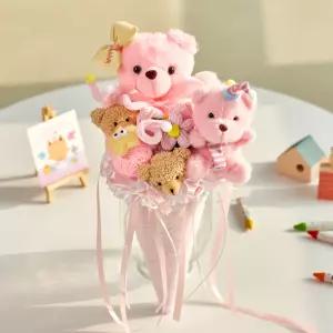 (메종드플로레) 인형꽃다발 유치원 졸업식꽃다발 발표회 학예회 아이 생일선물 테디베어 - 3종