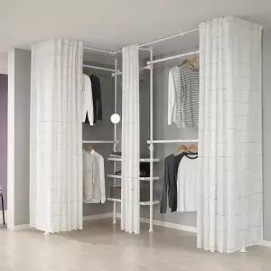 왕자 뉴드레스룸 코너형 4폴(밀폐 타공선반형) 행거(논시스루커튼)