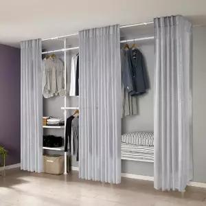 왕자 뉴드레스룸 5폴(밀폐 타공 이불선반형) 행거(시스루커튼)