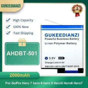 GoPro Hero 7 6 5 고용량용 2000mAh AHDBT-501 스포츠 카메라 배터리