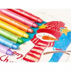 유아동 창의력 그림 안묻는 워셔블 반짝이 크레용 24색 상상력 유치원