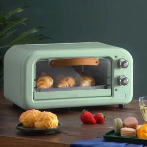 220V 800W 12L 전기 베이킹 오븐 녹색 주방 1-3 인용 피자 빵 토스터 바베큐를위한 다기능 소형 로스터