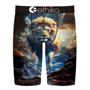 에티카 남성 u2019 복서 브리프, 무릎 길이, 그래픽 프린트가 있는 4방향 스트레치 퍼포먼스 속옷 - 라이온 하트