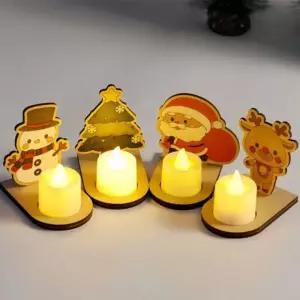 다나스쿨 크리스마스 팬시우드 산타 LED 스탠드 촛불