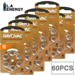 60PCS/10 카드 보청기 배터리 RAYOVAC EXTRA A13 13A PR48 아연 공기 용 미니