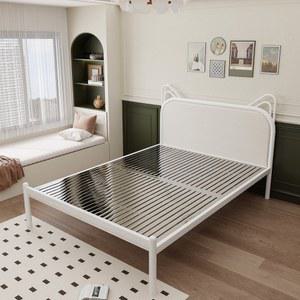 침대틀 싱글 고양이 조립식 콩녹색 매트리스 철제 블랙 고양이귀 공주침대 더블 갈비 북유럽