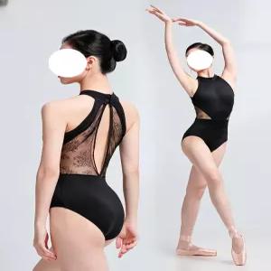 여성 발레 연습복 성인용 레이스 무용 원피스 체조 댄스 의상 화이트 블랙