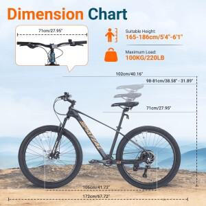 27.5인치 산악자전거 MT275FS 마그네슘 합금 프레임 24단 기계식 디스크 브레이크 프론트 서스펜션 (키 165