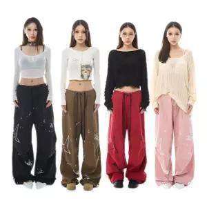 아이돌무대의상 루즈핏 팬츠 블랙 댄스복하의 와이드