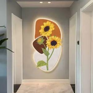 해바라기 액자 그림 장식 LED조명 대형그림 행운 꽃