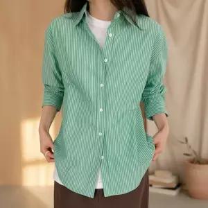 [신세계라이브쇼핑][옷자락] 여성용 오버사이즈 스트라이프 코튼 셔츠 봄여름가을용