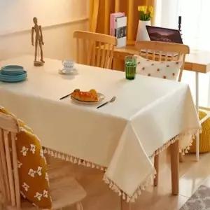 (옵션 베이지 90x140cm)방수 태슬 식탁보 90x140cm 수납장덮개 쇼파보