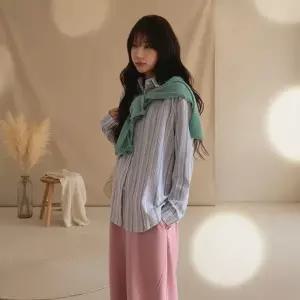 [다잇템] 여성용 빅사이즈 단가라 캐쥬얼 셔츠