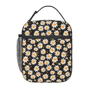 성인 꽃무늬 도시락통 학교 사무실 여행용 가능한 직장 폴리에스터 백 재사용 보온 세련된 런치 토트 휴대용