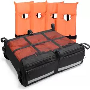 보트 구명조끼용 Fasrom T-top 수납 가방 최대 4/6 타입 II 구명조끼 검은색(생명 재킷 포함 없음)