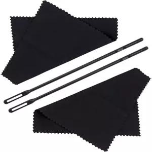 ccHuDE 2 세트 플라스틱 플루트 클리닝 막대 클리너 면봉 케어 스틱 키트와 연마 닦기 천 포함