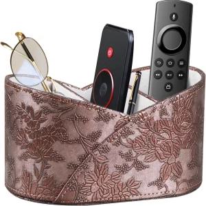 PU 가죽 TV 리모컨 홀더 DVD 블루레이 미디어 플레이어 히터 컨트롤러 침대 옆 테이블 책상 정리함 및 거실