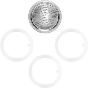 스테인리스 스틸 모카 냄비와 스토브탑 에스프레소 커피 메이커(9컵)를 위한 필터 1개와 실리콘 개스킷