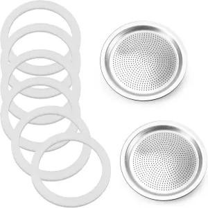 모카 포트 예비 부품 교체 비알레티 9컵 실리콘 개스킷 및 익스프레스/모카 인덕션/비너스 6개 플레이트