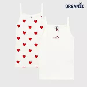 [보리보리/쁘띠바또]쁘띠바또 여아 오가닉 하트 나시 2PACK (NTY23VE32F_RD)