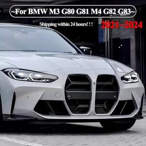 CS 스타일 자동차 프론트 범퍼 그릴, 글로스 블랙 후드 BMW M3 G80 2021-2024 바디 키트 튜닝