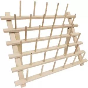 2-33 스풀 콘 우드 스레드 랙(66 수용) 하드우드 프리스탠딩 또는 월 마운트 미니 킹 사이즈 및 대부분의