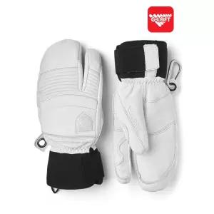 헤스트라 스키 보드 방한 가죽 장갑 레더 폴 라인 3핑거 오프화이트