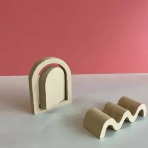 목재 촬영 배경소품 2종 감성 인테리어 장식 데코 아치형 웨이브 디자인 홈스타일링