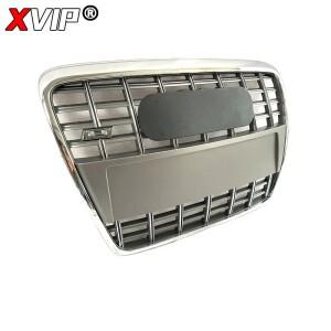 XVIP 광택 블랙 RS6 스타일 범퍼 그릴, 아우디 C6 2005-2011 크롬 프레임 레이싱 튜닝 액세서리
