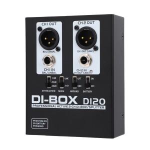 2채널 액티브 DI 케이스 신호 절연기 TRS to XLR 컨버터 팬텀 전원 공급 기타 스피커  3000W 메탈 케이스