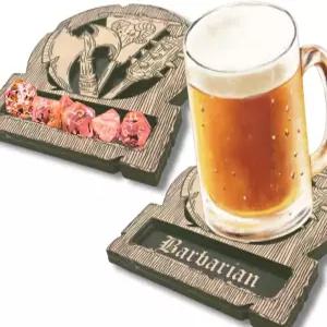 던전 앤 드래곤 주사위 트레이 코스터 - DND 액세서리 D 게임룸 장식 귀여운 우드 드링크 스타터 세트 선물