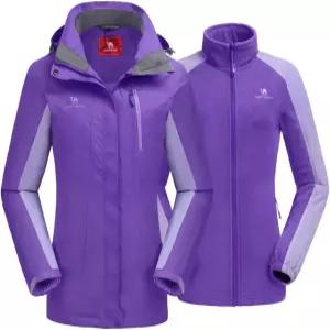 카멜 크라운 여성 스키 재킷 방수 3 in 1 겨울 방풍 따뜻한 플리스 후드 스노보드 산악 스노우 코트