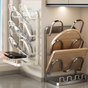 방울 방지 트레이 팬 뚜껑 정리대 공간 절약형 논슬립 및 냄비 보관 숟가락 포크 주걱 국자 수건호환용