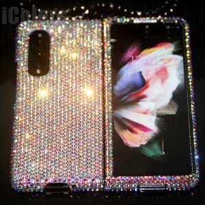 핸드메이드 DIY  풀 글리터 크리스탈 블링 다이아몬드 케이스 커버 삼성 호환 갤럭시 Z 폴드 7 6 5 4 3 2