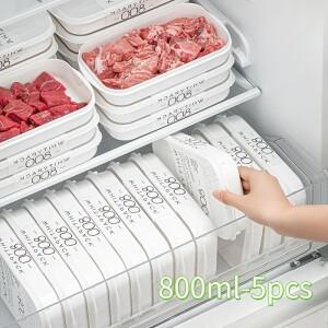 가호환용 냉동고 정리 세트라벨 부착 칸막이  5종 적층형 식사 준비 호환용기  고기 생선 보관용한 밀폐형