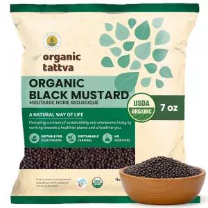 타트바 블랙 머스타드 씨앗(7온스/200gm) - 요리 및 양념용 씨앗 천연 오일 향 향료가 포함된 통 향신료