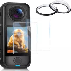 NKSRCP Insta 360 4 에어 플라스틱 렌즈 보호기 Insta360 버블 유리 긁힘 화면 프리 방지2PC 세트 하드