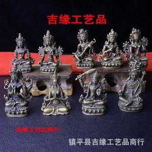 티베트 청동 불상 네팔 소형 만주슈리 레트로 그린 데코레이션 타라 바즈라사타바