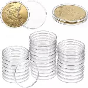 Hipiwe 406mm 동전 홀더 캡슐 위한 수집 용품용 30팩 실버 용기 에어 아크릴 투명 장기 타이트 케이스 원형