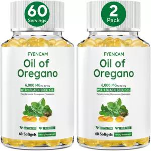 오레가노 오일 블랙 씨드 카바크롤과 티모퀴논이 함유된 6000mg 캡슐 면역 을 위한 2 in 1 보충제 비-GMO