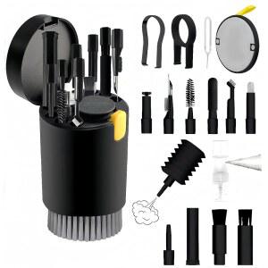 20 IN 노트북 휴대폰 화면 이어버드 에어팟 키보드 클리닝 블랙 브러시 포함된 컴퓨터 클리너 프로 전자 키트 카메라 청소 클리닝 키트