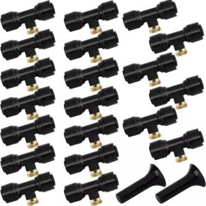 20팩 미스트 노즐 키트에는 황동 냉각 및 물 포함되어 실 시스템 20개 실외 14인치 정원용 블랙 파티오